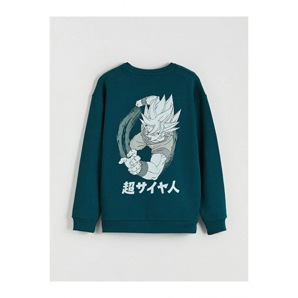 LC Waikiki Bisiklet Yaka Baskılı Erkek Kalın Sweatshirt