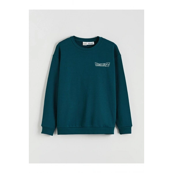 LC Waikiki Bisiklet Yaka Baskılı Erkek Kalın Sweatshirt