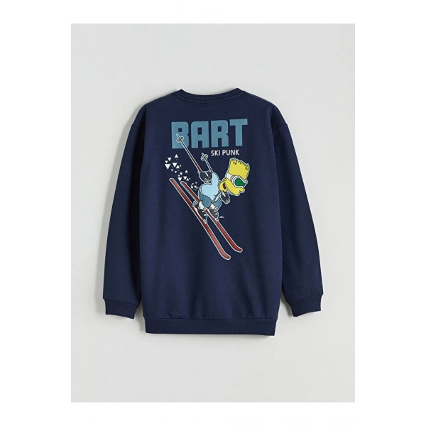 LC Waikiki Lacivert Baskılı Erkek Çocuk Sweatshirt