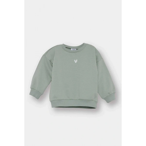 Defacto Bisiklet Yaka İçi Yumuşak Tüylü Sweatshirt Kız Bebek