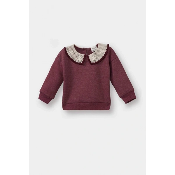 Defacto Büyük Yaka Nakışlı Sweatshirt Kız Bebek