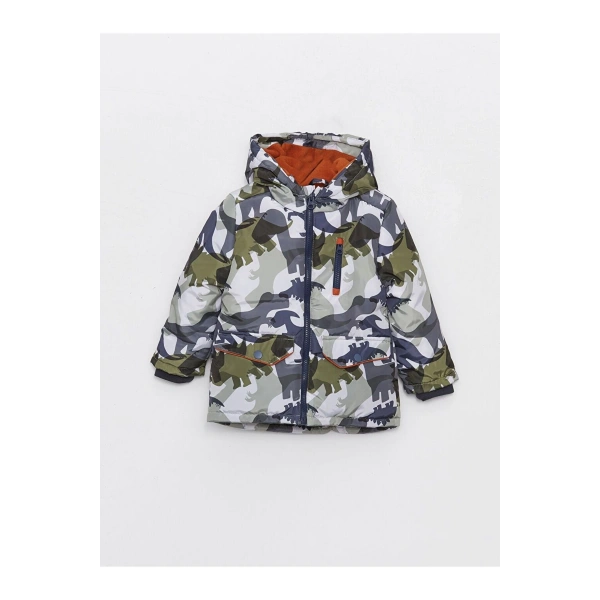 LC Waikiki Kapüşonlu Kamuflaj Desenli Erkek Bebek Parka