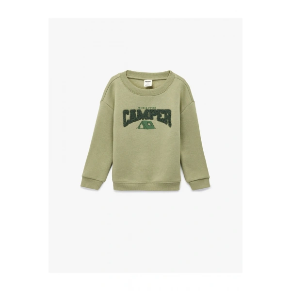 Koton Pamuklu Uzun Kollu Bisiklet Yaka Şardonlu Baskılı Sweatshirt