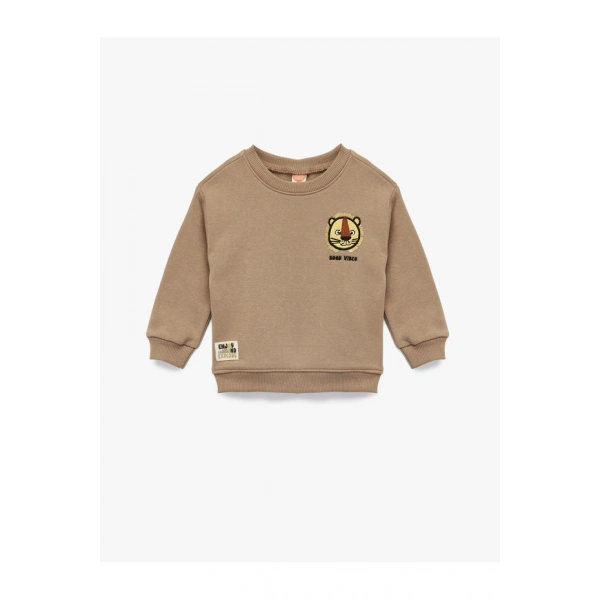 Koton Bisiklet Yaka Uzun Kollu Şardonlu Aslan Baskılı Sweatshirt
