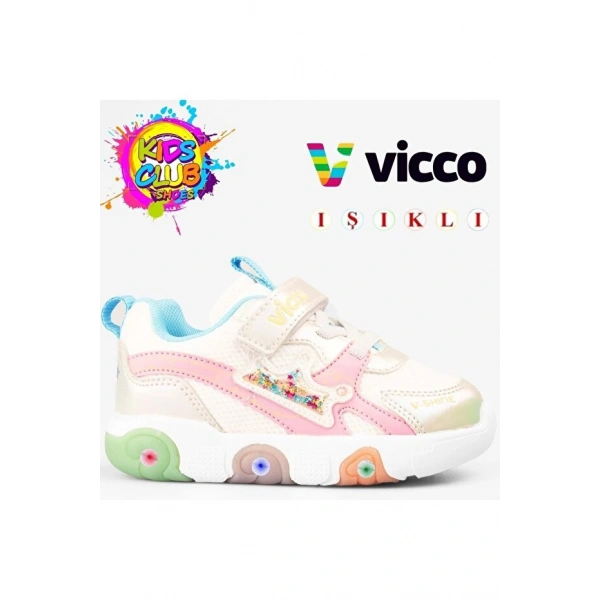 Vicco Queen Işıklı Ortopedik Çocuk Spor Ayakkabı BEYAZ