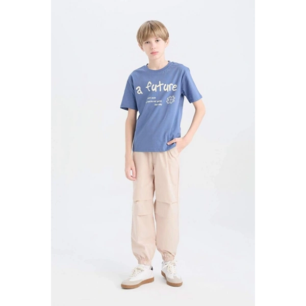 Defacto %100 Pamuk Jogger Fit Standart Paça Paraşüt Pantolon Erkek Çocuk