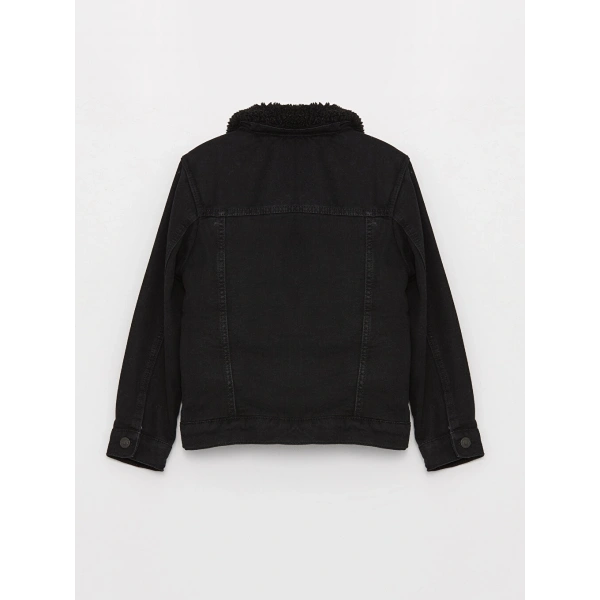 LC Waikiki Siyah Kürk Yaka Erkek Çocuk Jean Ceket