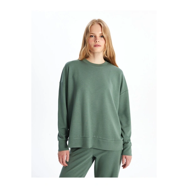 LC Waikiki Bisiklet Yaka Düz Oversize Kadın Sweatshirt