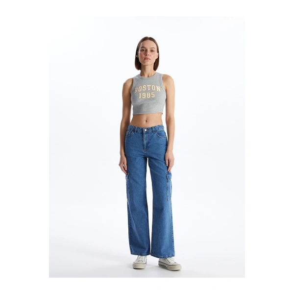 Wideleg Kadın Kargo Jean Pantolon