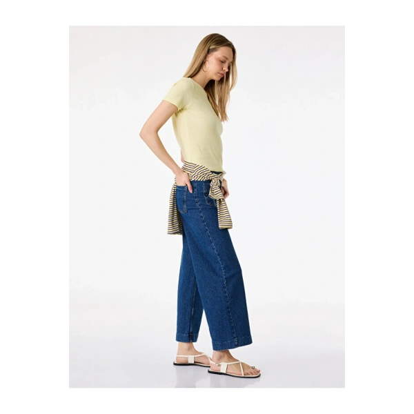 Koton Pamuklu Cepli Normal Bel Culotte Pantolon - Culotte Jeans