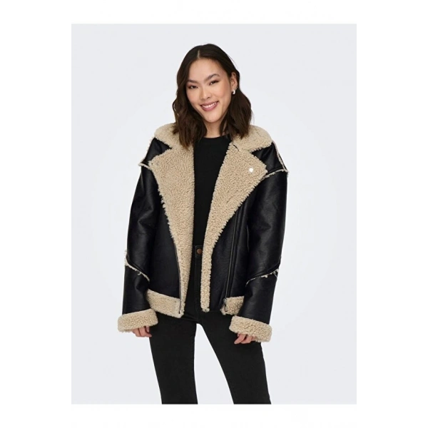 ONLY Onlwilma Faux Leath Sherpa Jacket Cc Otw Kadın Mont
