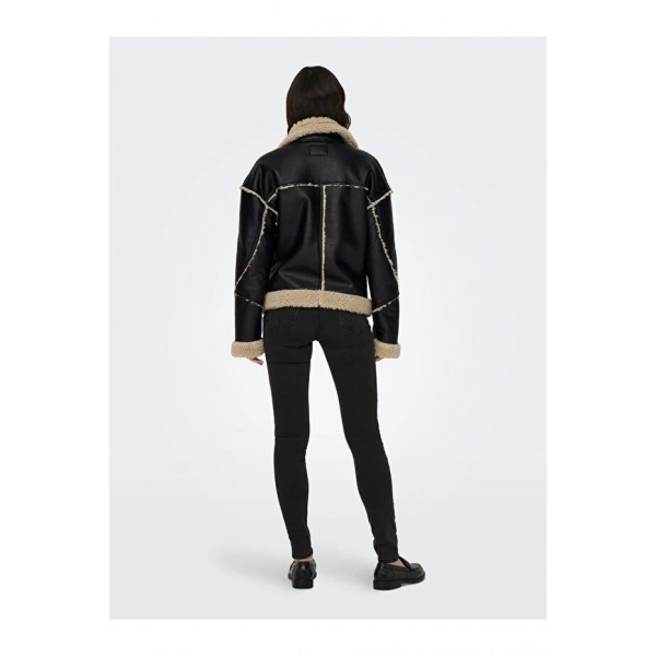 ONLY Onlwilma Faux Leath Sherpa Jacket Cc Otw Kadın Mont
