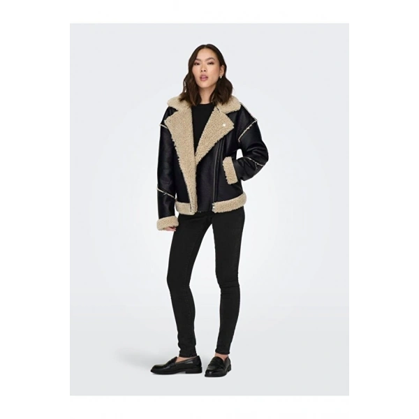ONLY Onlwilma Faux Leath Sherpa Jacket Cc Otw Kadın Mont