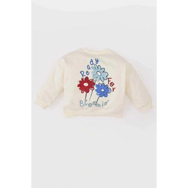 Defacto Bisiklet Yaka Baskılı Sweatshirt Kız Bebek
