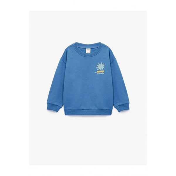 Koton Baskılı Uzun Kollu Bisiklet Yaka Pamuklu Şardonlu Sweatshirt