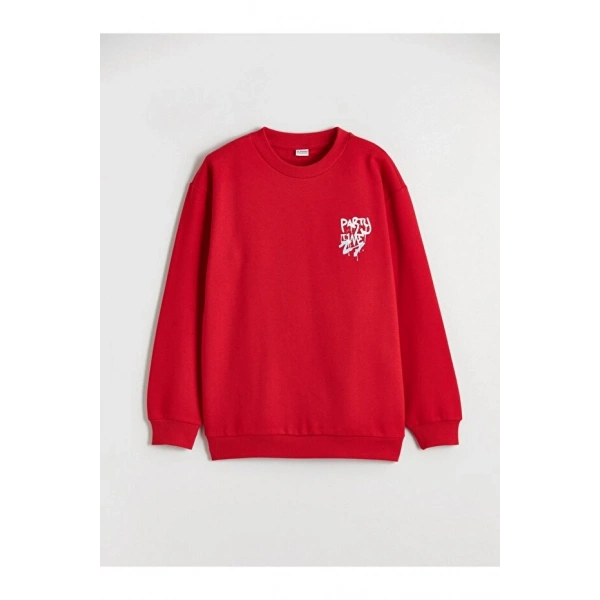 LC Waikiki Yılbaşı Temalı Erkek Çocuk Kalın Sweatshirt