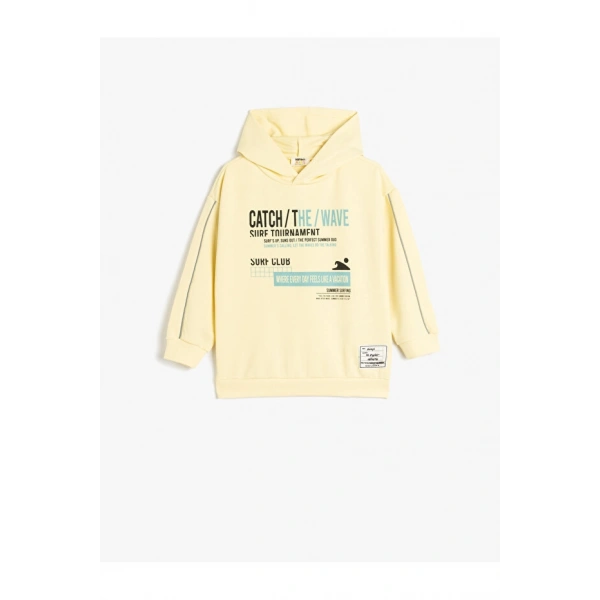 Koton Kapşonlu Uzun Kollu Baskılı Oversize Sweatshirt