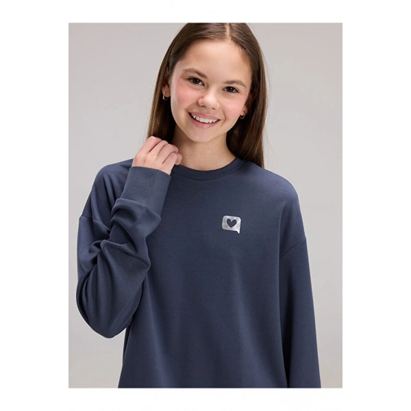 LC Waikiki Bisiklet Yaka Kız Çocuk Sweatshirt
