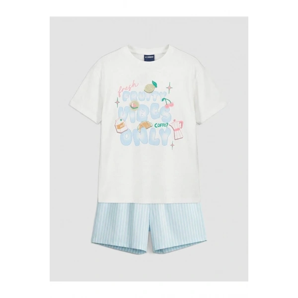LC Waikiki Kız Çocuk Baskılı Şortlu Pijama Takım