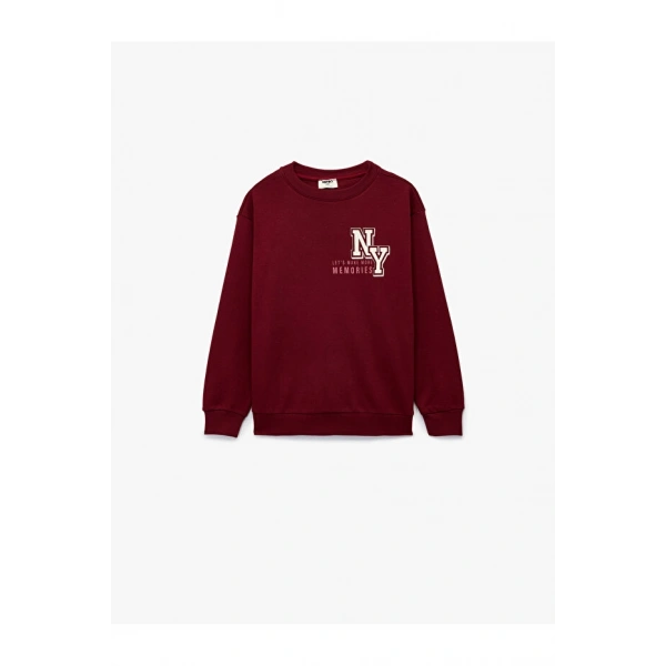 Koton Pamuklu Uzun Kollu Bisiklet Yaka Baskılı Sweatshirt
