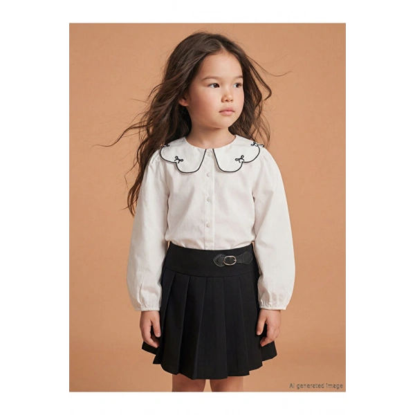 LC Waikiki Bebe Yaka Kız Çocuk Poplin Gömlek (S6)