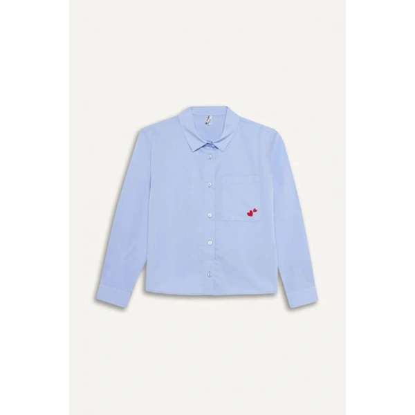 Defacto %100 Pamuk Oversize Geniş Kalıp Oxford Uzun Kollu Gömlek Kız Çocuk F2274A825AU