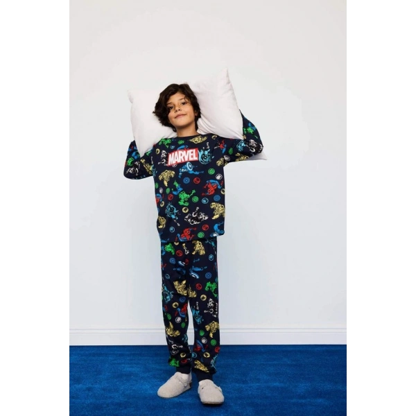 Defacto %100 Pamuklu Marvel Comıcs Beli Lastikli Pijama Takımı Erkek Çocuk