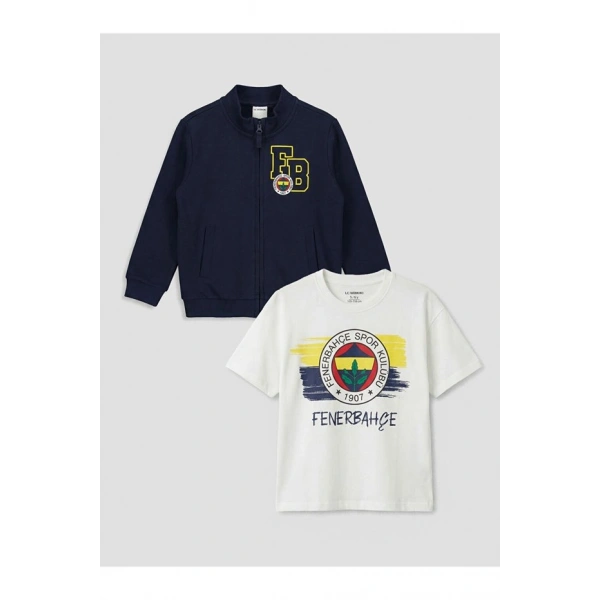 LC Waikiki Fenerbahçe Baskılı Erkek Çocuk Sweatshirt ve Tişört