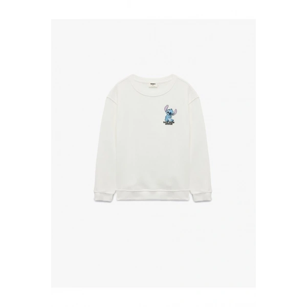 Koton Lisanslı Stitch Baskılı Uzun Kollu Bisiklet Yaka Şardonlu Sweatshirt