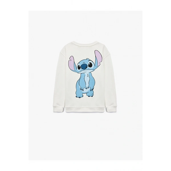 Koton Lisanslı Stitch Baskılı Uzun Kollu Bisiklet Yaka Şardonlu Sweatshirt
