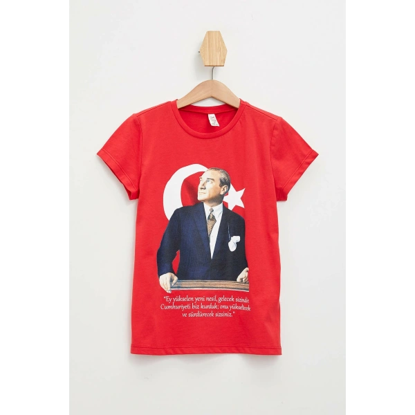 DEFACTO 23 Nisan Atatürk Baskılı Kısa Kollu T-shirt