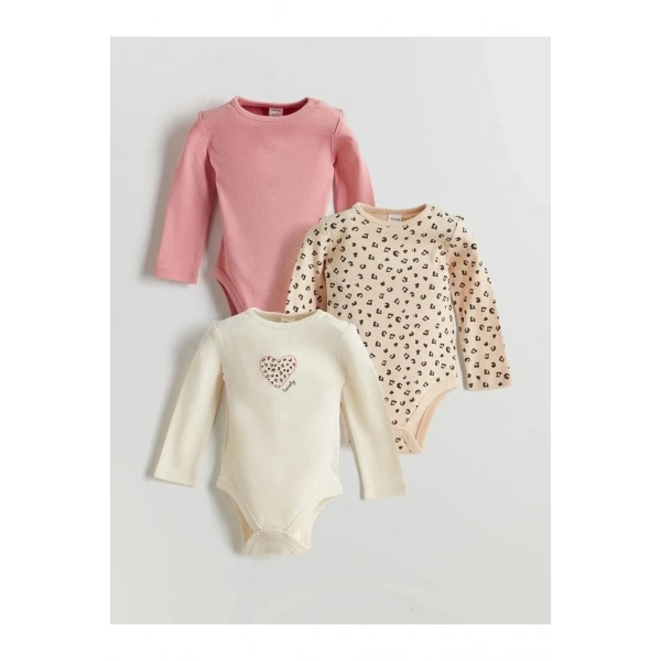 LC Waikiki LCW baby Baskılı Kız Bebek Çıtçıtlı Body 3 lü (W5)