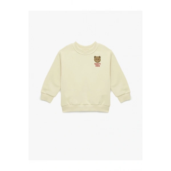 Koton Uzun Kollu Bisiklet Yaka Ayıcık Baskılı Sweatshirt