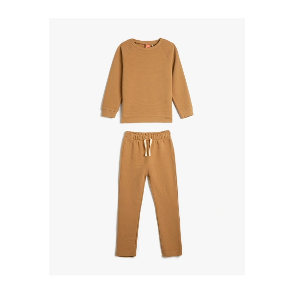 Eşofman Takımı 2li Basic Pamuklu Sweatshirt ve Eşofman Altı