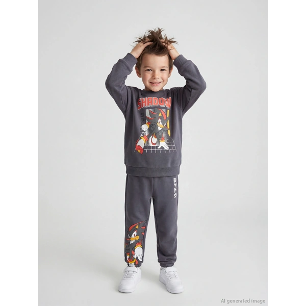 LCW Kids Gri Sonic Baskılı Erkek Çocuk Eşofman Takımı