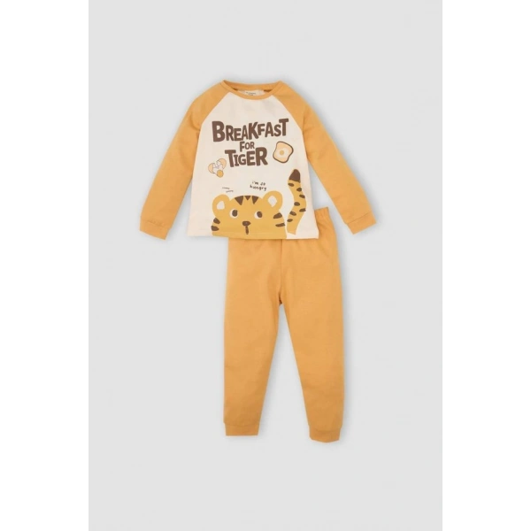 Defacto Pijama Takım Baskılı Uzun Kollu Üst Beli Lastikli Alt Erkek Bebek D3438A524WN