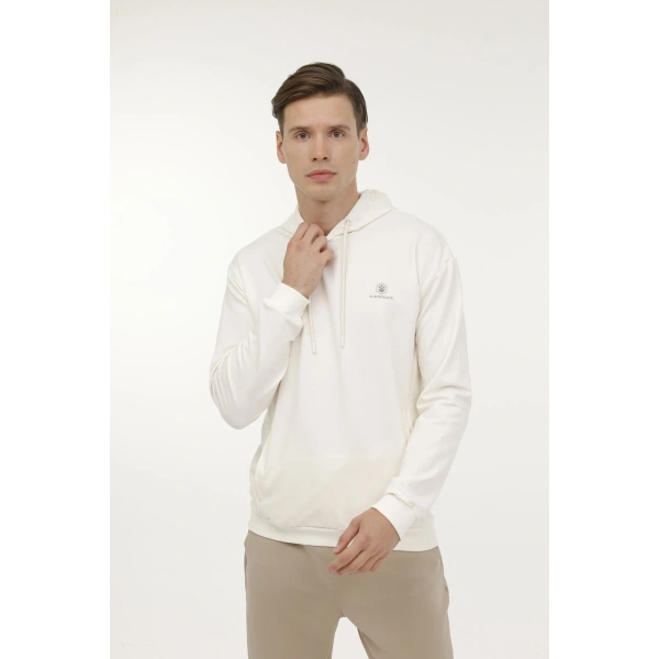 M-SN73 BASIC HOODIE 3FX Ekru Erkek Sweatshirt