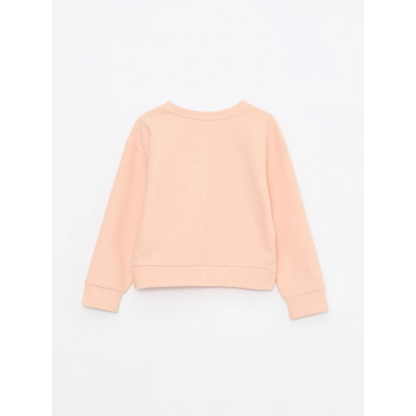 LC Waikiki Mercan Bisiklet Yaka Nakışlı Uzun Kollu Kız Çocuk Sweatshirt
