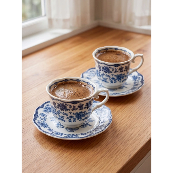 LC Waikiki Karışık Çiçekli 2 Kişilik Porselen Kahve Fincan Takımı (W6)
