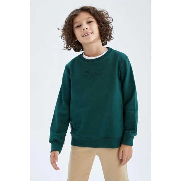 Defacto Erkek Çocuk Bisiklet Yaka Sweatshirt