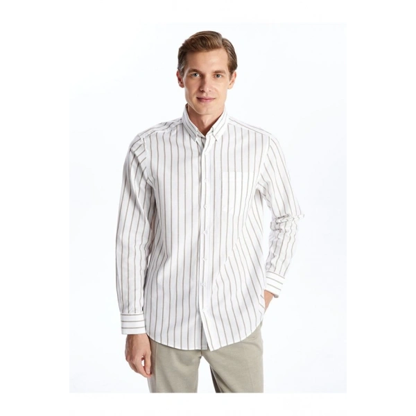LC Waikiki Regular Fit Uzun Kollu Çizgili Erkek Gömlek