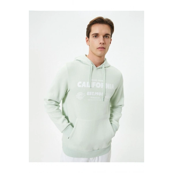 Koton Kapşonlu Sweatshirt Kolej Baskılı Kanguru Cep Detaylı Şardonlu