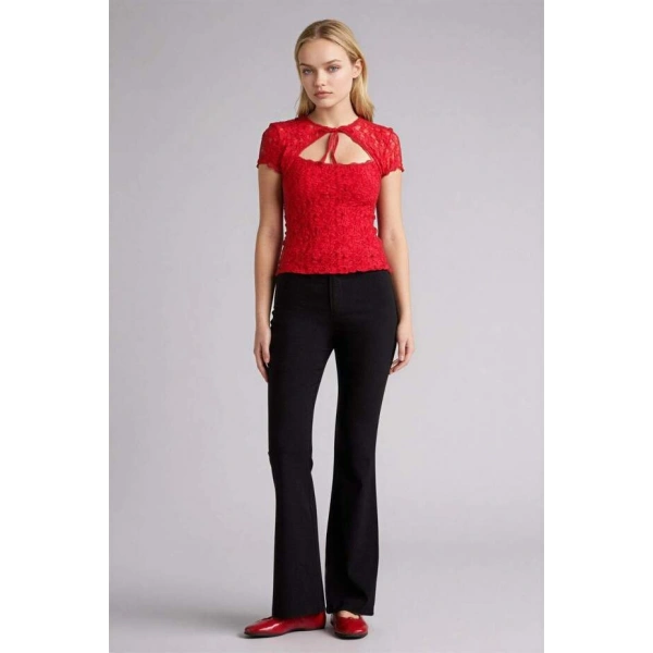 Defacto Flare Fit Normal Kalıp Normal Bel İspanyol Paça Pantolon G2313AX25AU