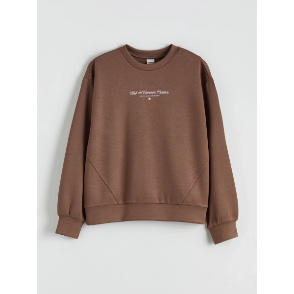 LCW Kids Kahverengi Baskılı Kız Çocuk Sweatshirt