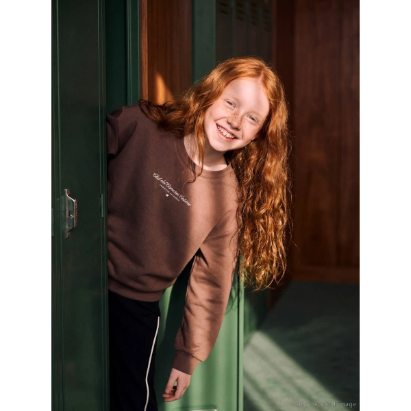 LCW Kids Kahverengi Baskılı Kız Çocuk Sweatshirt