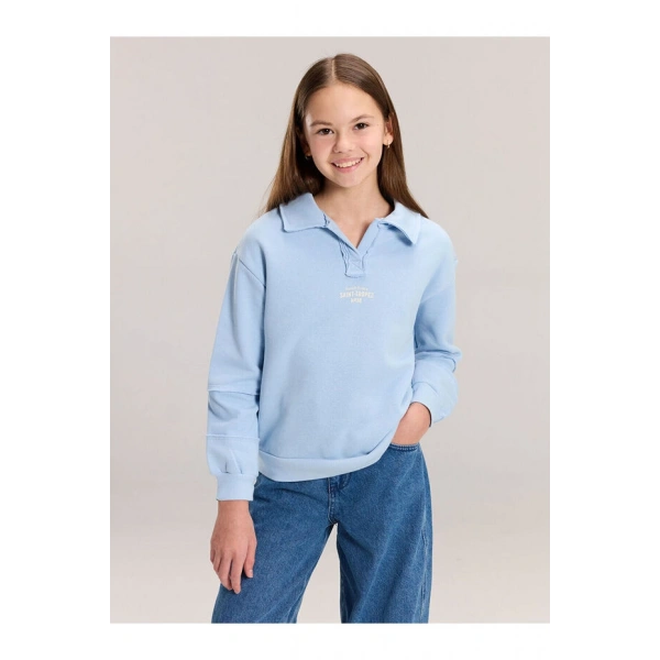 LC Waikiki Polo Yaka Kız Çocuk Kalın Sweatshirt