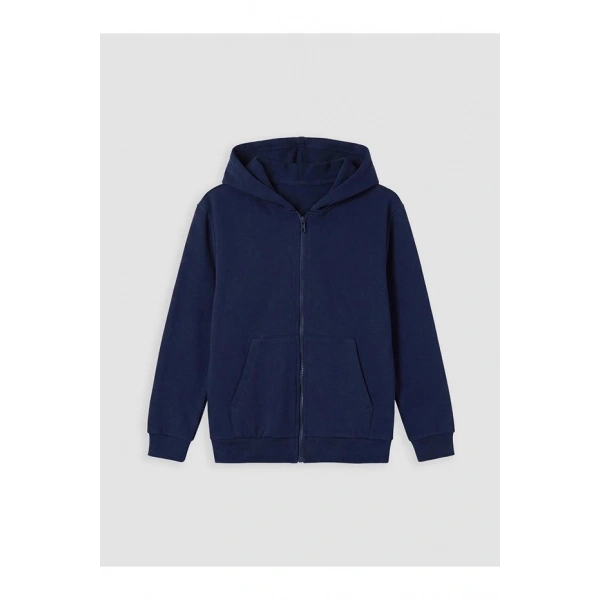 LC Waikiki Kapüşonlu Erkek Çocuk Fermuarlı Sweatshirt (W6)