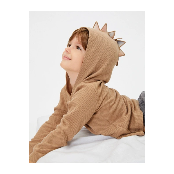 Basic Kapşonlu Sweatshirt Uzun Kollu Pamuklu
