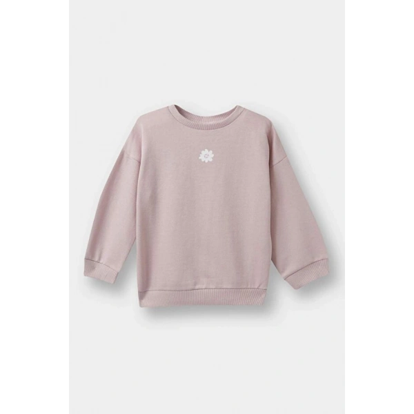 Defacto Bisiklet Yaka Çiçekli Sweatshirt Kız Bebek