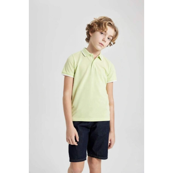 DEFACTO Erkek Çocuk Kısa Kollu Polo Basic Düz Tişört
